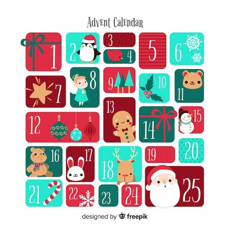 Free Vector | Christmas calendar with lovely style