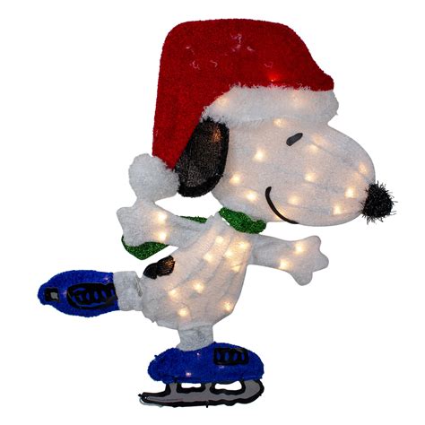 24" White and Red Pre-Lit Skating Peanuts Snoopy Outdoor Christmas Decor - Clear Lights ...