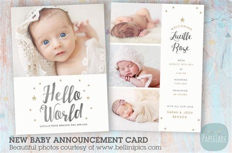 AN009 Newborn Baby Card Announcement ~ Card Templates ~ Creative Market