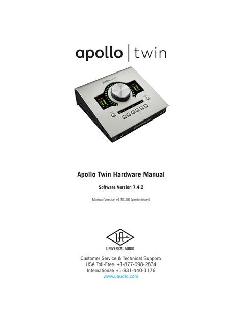 Apollo twin manual - Apollo Twin Hardware Manual Software Version 7 ...