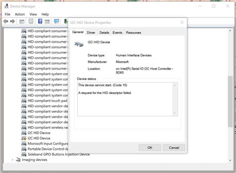 I2C HID Device Error Code 10 & Touchscreen Not Working