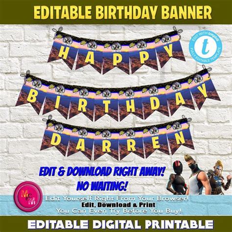 Celebrate with a Customizable Fortnite Birthday Banner!