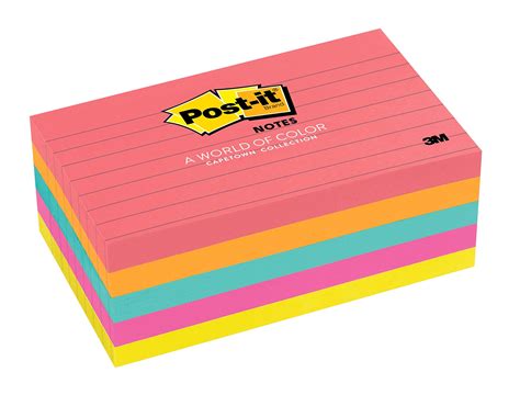 Buy Post-it Notes Neon Colors 635-5AN. 3 x 5 in (76 mm x 127 mm), Lined ...