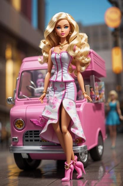 Premium AI Image | Barbie doll with a pink car