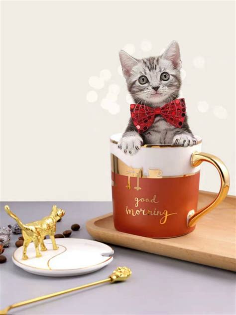 Cute cartoon coffee Cat Mug with spoon Lid SALE Coffee Mugs Shop ...