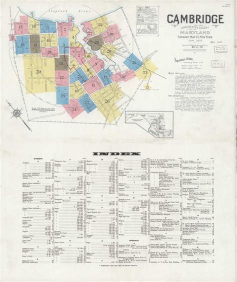 Cambridge, Maryland 1930 - Old Map Maryland Fire Insurance Index - OLD MAPS