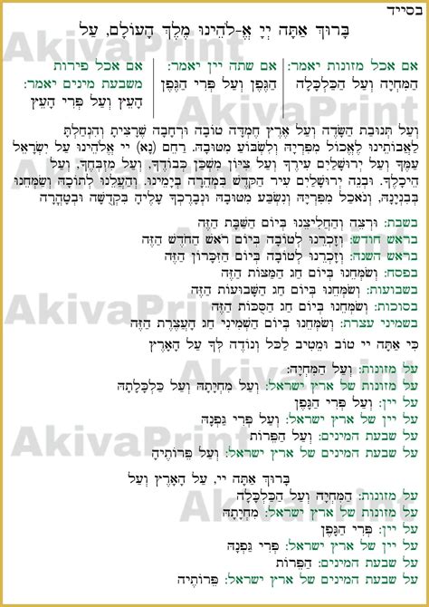 Birkat Hamazon Ashkenazi hebrew BONUS Sheva Brachot, Al Hamichya and ...