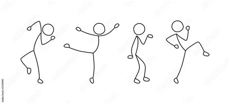 dancing people, freehand drawing, sketch, stick figure man pictogram ...