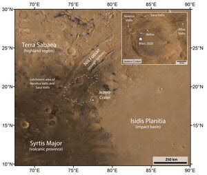 ESA - Topographic map of Jezero crater and surrounds (annotated)