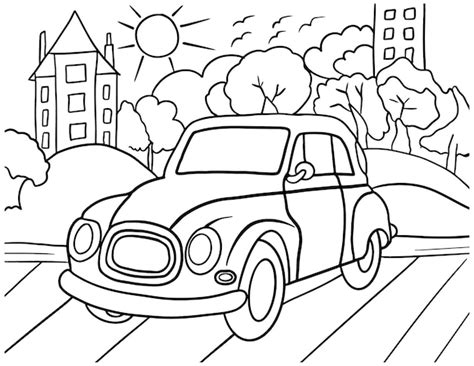 Premium Vector | Car Coloring Page for Kids Line Art Vector Blank ...