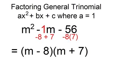 Factoring General Trinomial, a = 1 - YouTube