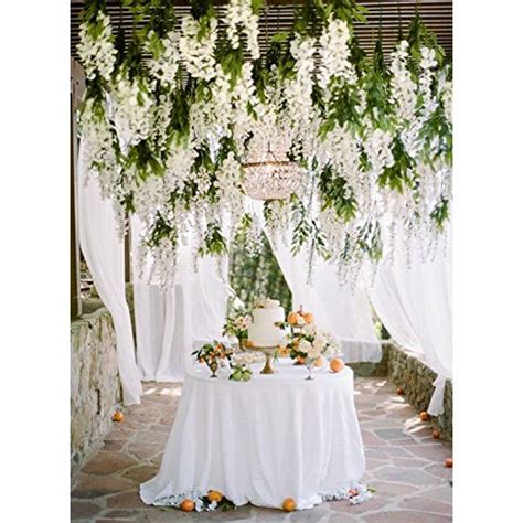 e-Joy 3.6 Feet Artificial Wisteria Vine Ratta Silk Hanging Flower Wedding Decor, 24 Pieces ...