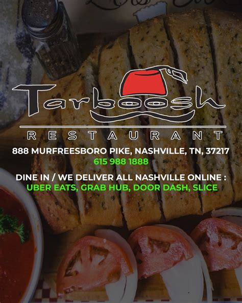 TARBOOSH RESTAURANT - 888 Murfreesboro Pike, Nashville, TN - Menu - Yelp