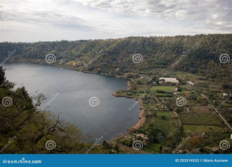 Lake Nemi, Italy. editorial stock photo. Image of ancient - 203314533