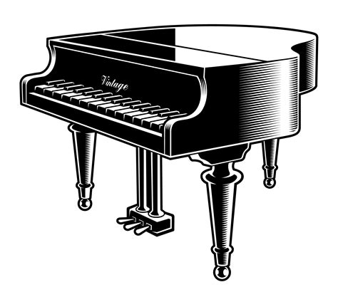 Black and white vector illustration of the piano 539495 Vector Art at Vecteezy