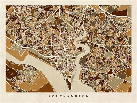 Southampton England City Map Digital Art by Michael Tompsett | Fine Art America