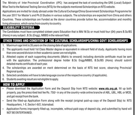 China Government Cultural Exchange Scholarship 2018 NTS Application Form