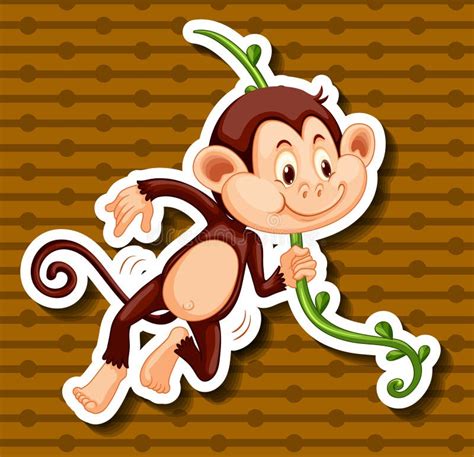 A Monkey Hanging on a Vine Plant Near the Rainbow Stock Vector - Illustration of colorful, clip ...