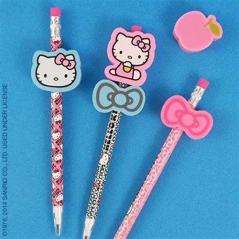 Hello Kitty Office / desk supplies at Staples Erasers come in a pack of 6 and the pencils come ...