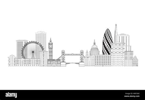 London skyline. London cityscape with famous landmarks and buildings ...