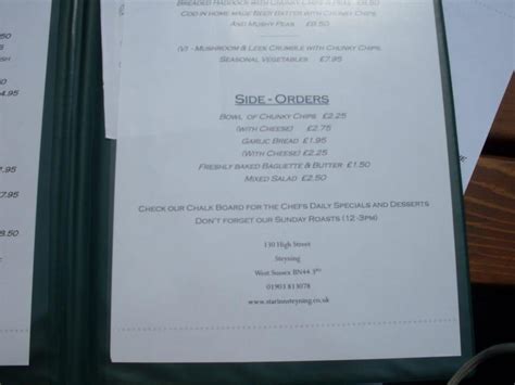 Menu at The Star Inn pub & bar, Steyning