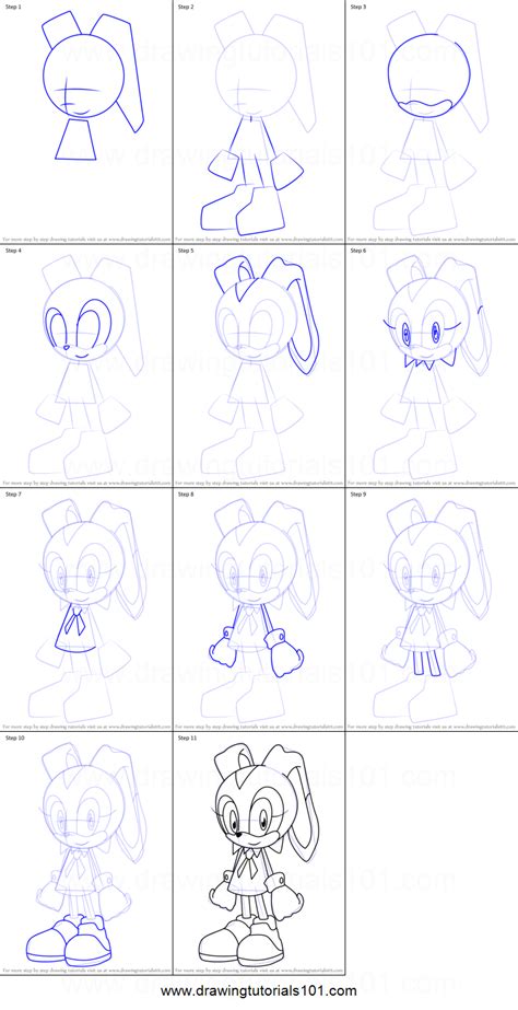 How to Draw Cream the Rabbit from Sonic X Printable Drawing Sheet by ...