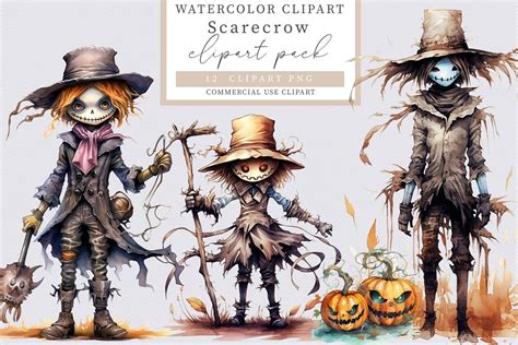 Scarecrow Clipart Halloween Clipart Fall Clipart Autumn - Etsy