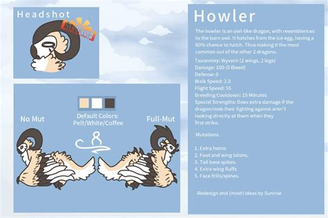 Howler redesign | Roblox Dragon Adventures Amino