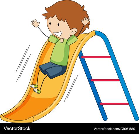 Doodle boy playing slide Royalty Free Vector Image