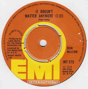 Don McLean – It Doesn't Matter Anymore (1979, Vinyl) - Discogs