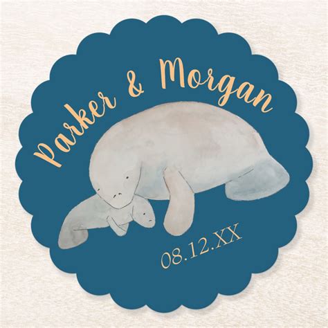 Ocean Animal Manatee Baby Shower Paper Coaster | Zazzle