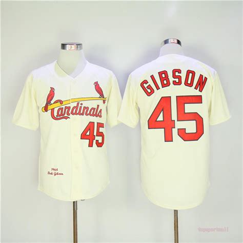 MLB St Louis Cardinals 45 Bob Gibson Cream Throwback Baseball Jerseys