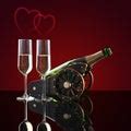 Open Champagne Bottle with Two Full Glasses - Free Stock Image