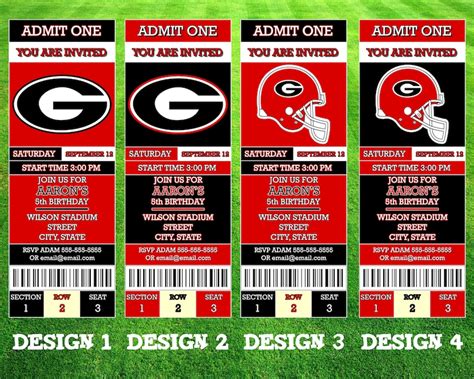 Georgia Bulldogs Ticket Invitation | Etsy