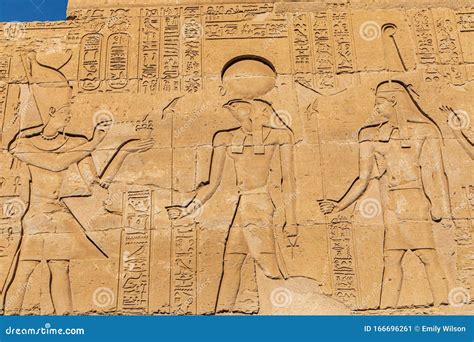 Relief Art Depicting the God Horus and Hieroglyphs in the Karnak Temple at Luxor Editorial Photo ...