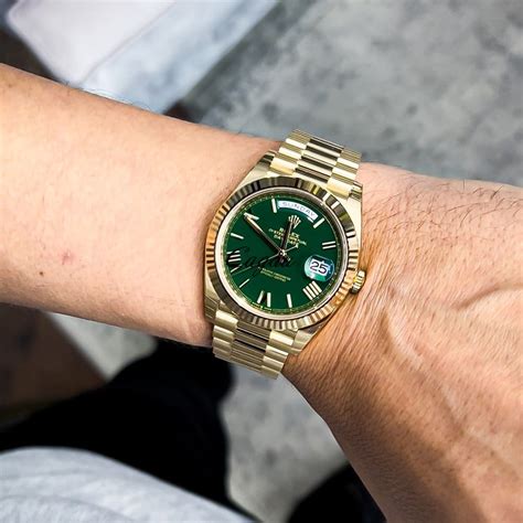 Gasförmig Verdammt Trauben rolex day date green dial Westen Betteln nackt