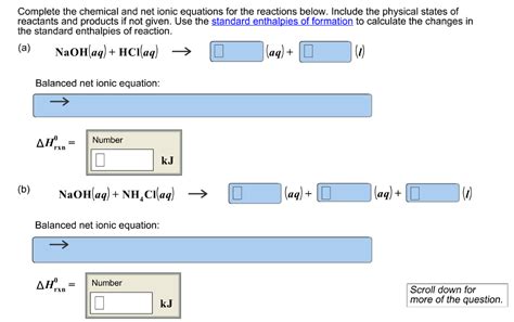 Solved Complete the chemical and net ionic equations for the | Chegg.com