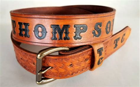 Personalized Leather Belt Engraved with Name and Initials