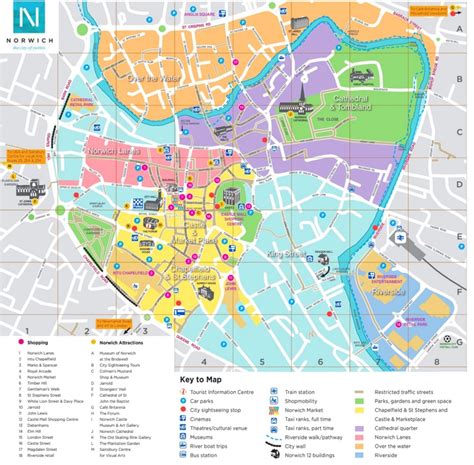 Norwich tourist attractions map