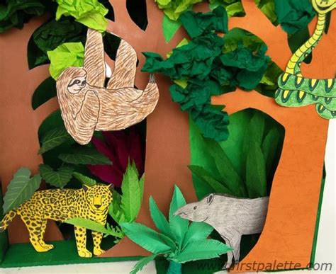 Rainforest Habitat Diorama (animals are printable) | Diorama kids ...