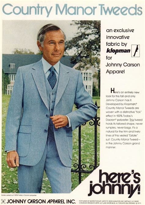 Johnny Carson’s line of polyester suits was a huge seller in the ’70s - Click Americana