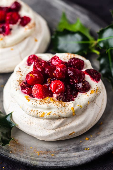 Vegan pavlovas with cranberries - Lazy Cat Kitchen