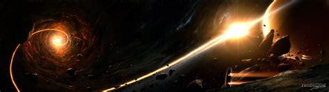 space, space art, stars, planet, nebula, galaxy | 3840x1080 Wallpaper ...