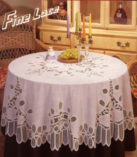 Battenberg Vinyl Lace Tablecloth 70" Round, White (740258341769) $17.95