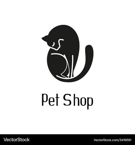 Cute pet shop logo with cat Royalty Free Vector Image