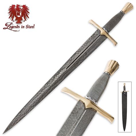 Legends In Steel Medieval Wire Wrapped & Damascus Steel Sword ...