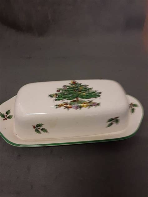 Spode Made in England Christmas Tree Butter Dish | Etsy