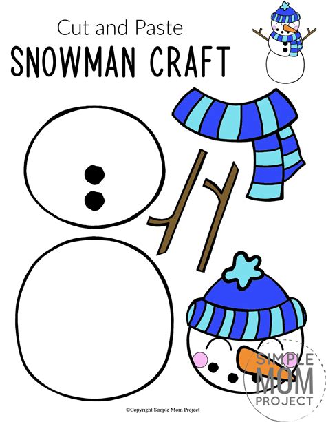 Free to Print Cut and Paste Snowman Craft Template – Simple Mom Project