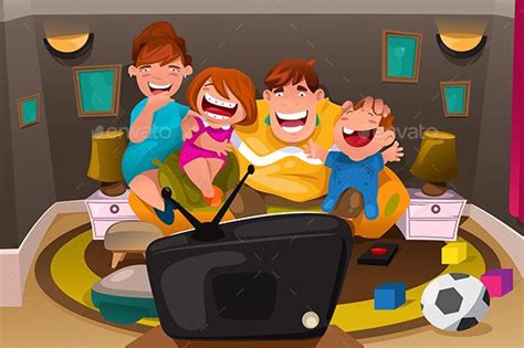 Family Watching Television in 2020 | Family, Television, Vector ...