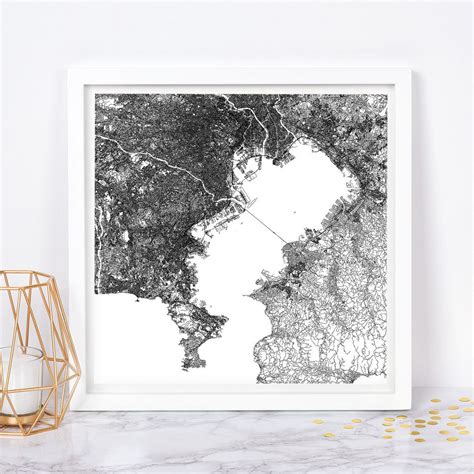 TOKYO CITY MAP Fine Art Map Poster Tokyo Map Print Minimalist City Map ...